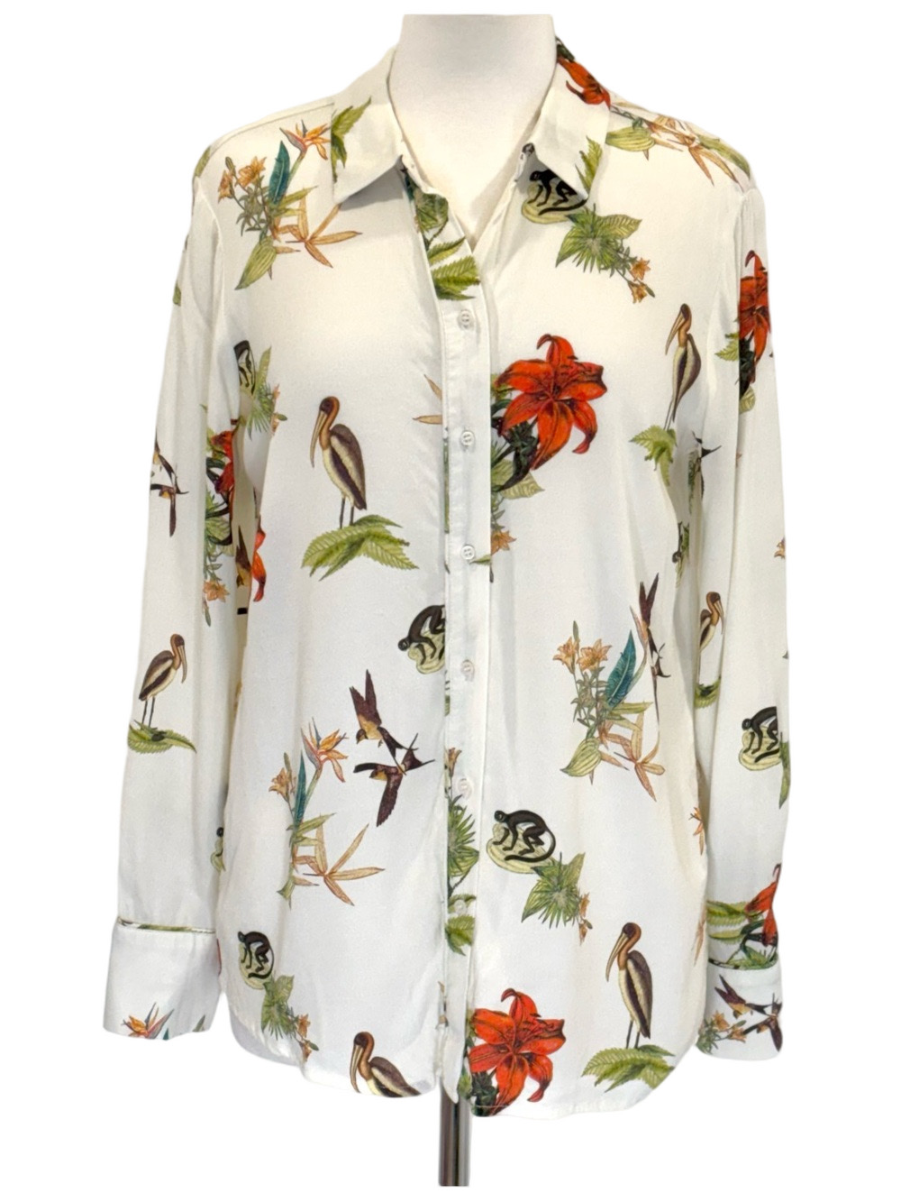 Yaya cream floral and animal blouse